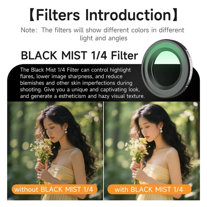 SUNNYLIFE ON-FI075 For DJI Osmo Nano 1 / 4 Black Mist Filter Aluminum Frame Optical Glass Lens Drone Filter - 2