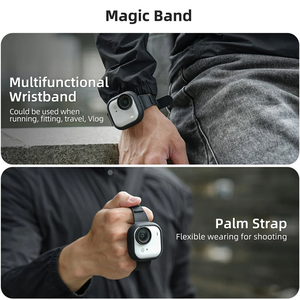 SUNNYLIFE GU-ZD043 For Insta360 Go Ultra Silicone Case Wristband Cover Multi-Functional Camera Accessory - Black - 5