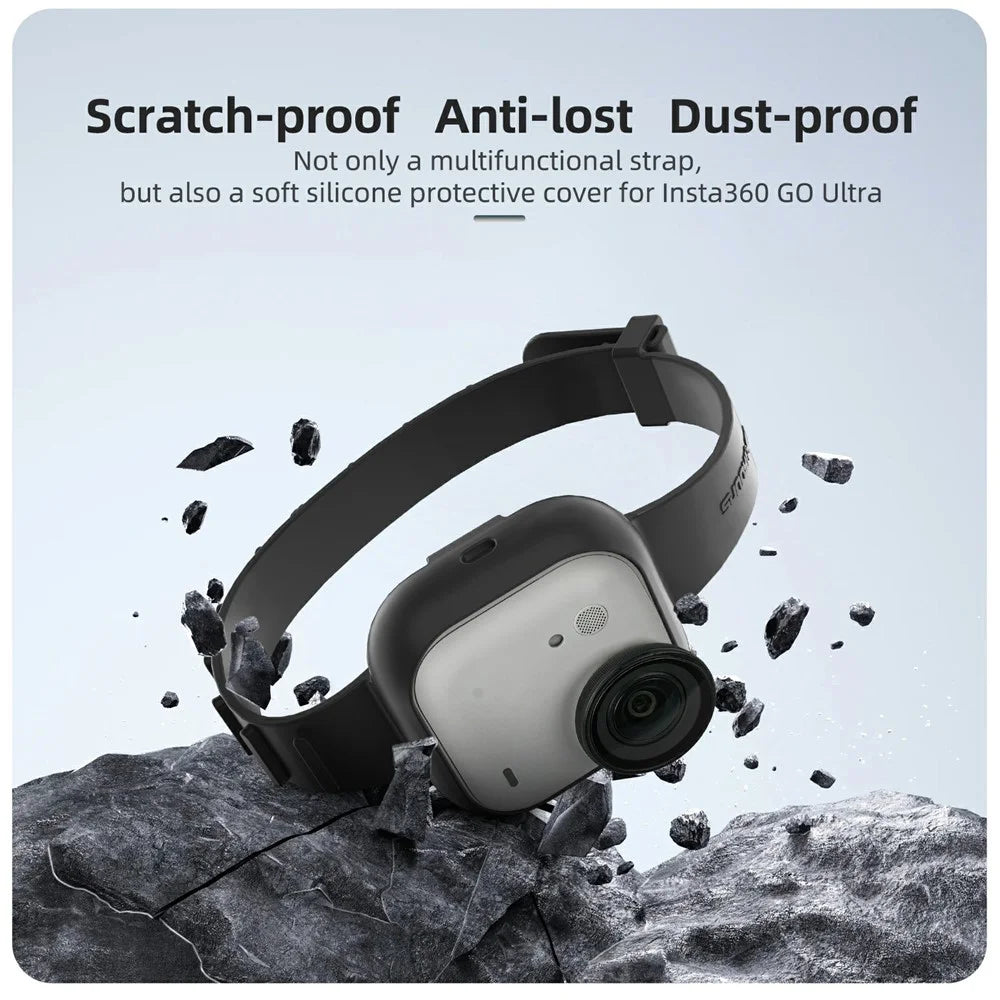 SUNNYLIFE GU-ZD043 For Insta360 Go Ultra Silicone Case Wristband Cover Multi-Functional Camera Accessory - Black - 7