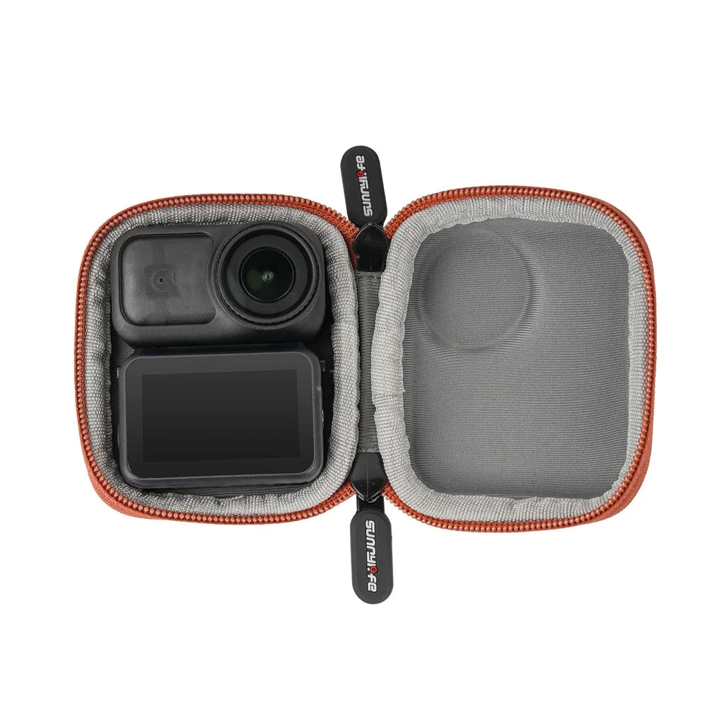 SUNNYLIFE ON-B0101 For DJI Osmo Nano Action Camera Case Portable Leather EVA Storage Bag with Carabiner - Orange - 3