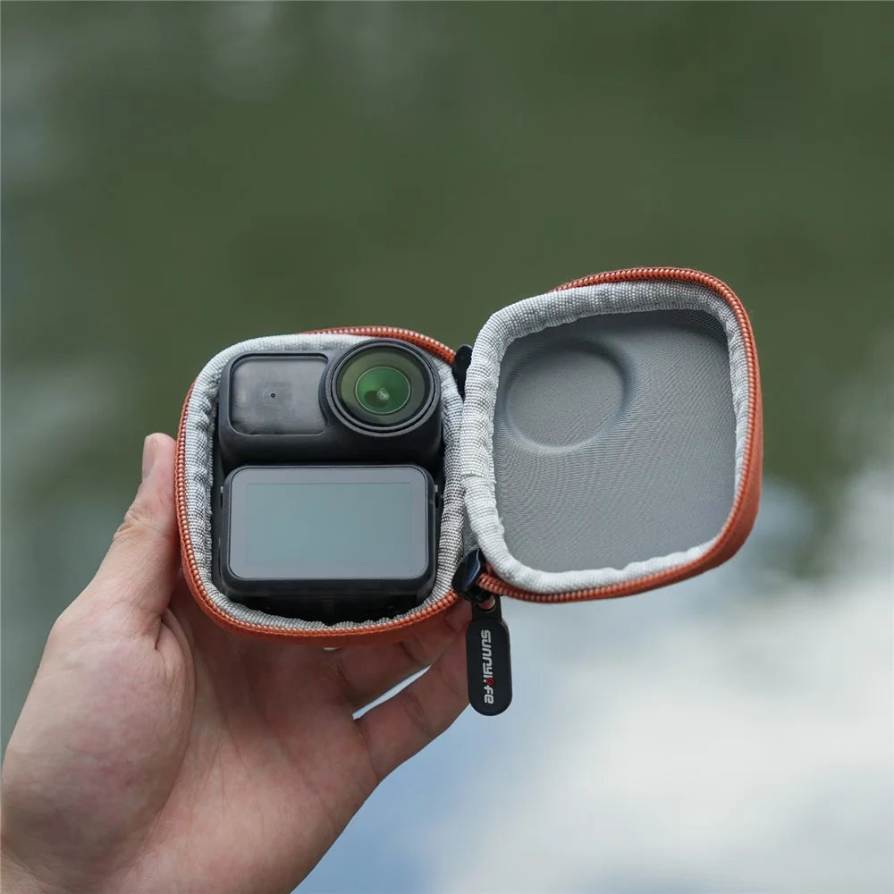 SUNNYLIFE ON-B0101 For DJI Osmo Nano Action Camera Case Portable Leather EVA Storage Bag with Carabiner - Orange - 6