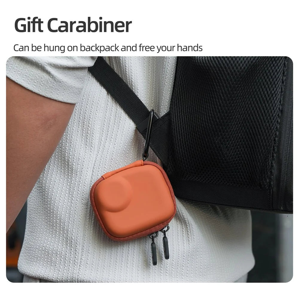 SUNNYLIFE ON-B0101 For DJI Osmo Nano Action Camera Case Portable Leather EVA Storage Bag with Carabiner - Orange - 7
