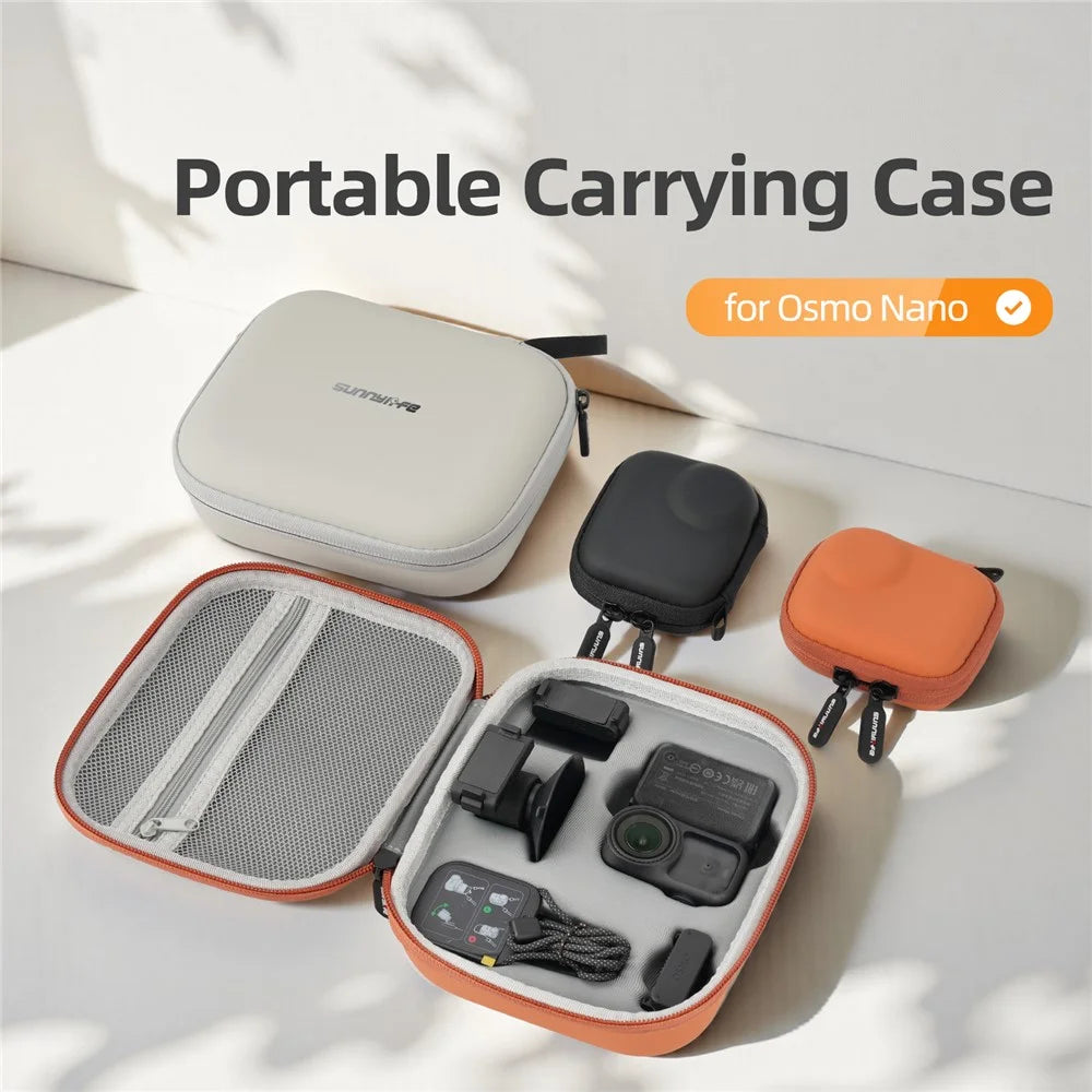 SUNNYLIFE ON-B0102 For DJI Osmo Nano Standard Kit Case Portable Leather EVA Storage Bag with Carabiner - Orange - 7