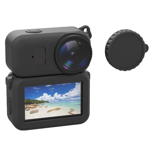For DJI Osmo Nano Silicone Case Action Camera Protective Cover Dust-Proof with Lens Guard - Black - 1