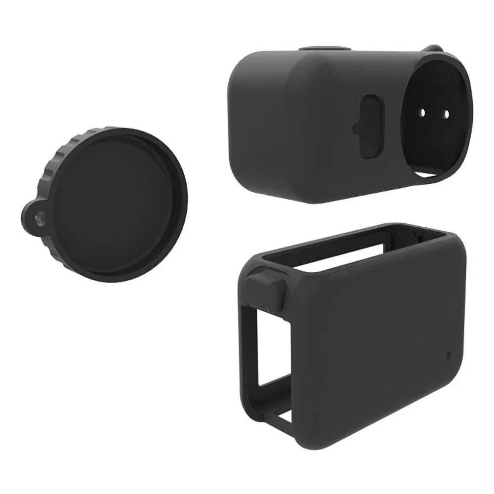 For DJI Osmo Nano Silicone Case Action Camera Protective Cover Dust-Proof with Lens Guard - Black - 7