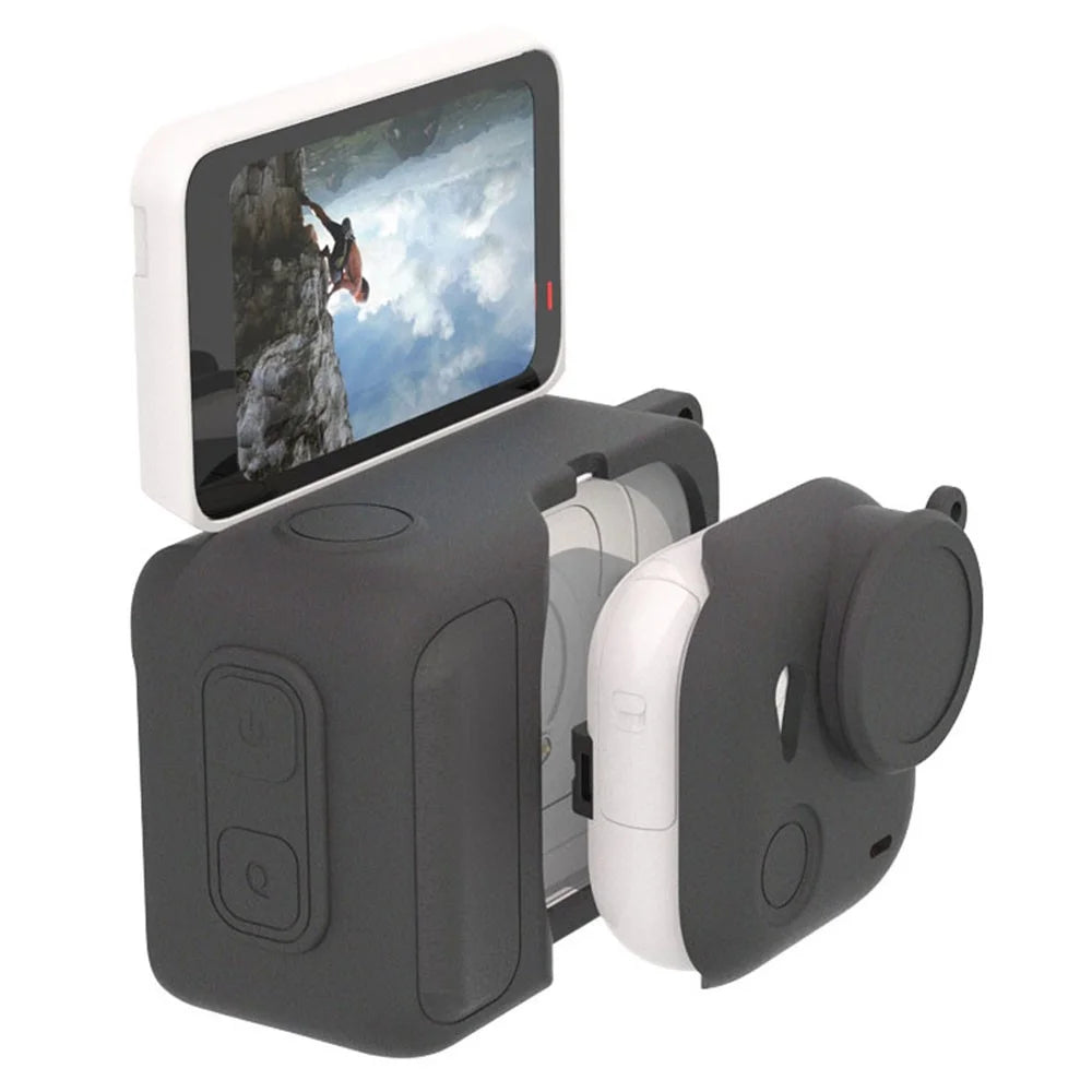 For Insta360 Go Ultra Protective Cover Action Camera and Lens Silicone Case Dust-Proof Scratch-Resistant Shock-Absorbing - Black - 1