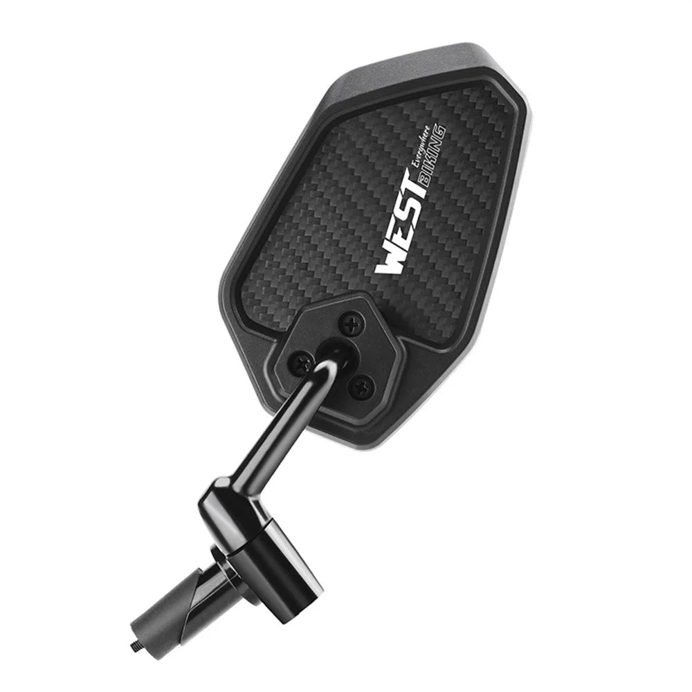 WEST BIKING 0720051B0001 Bicycle Left Rearview Mirror 360° Adjustable Rearview Mirror Carbon Fiber Back Plate for Bike - Black - 5