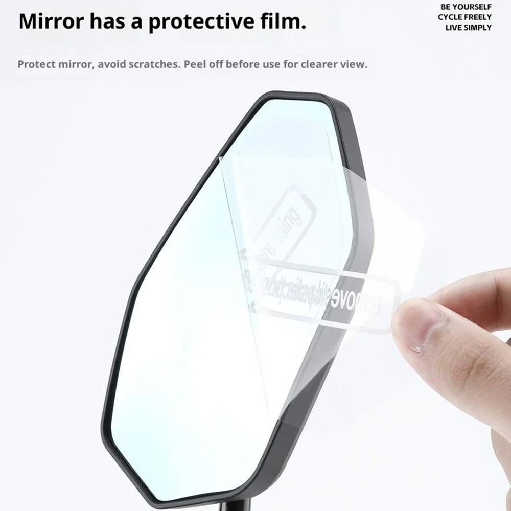 WEST BIKING 0720051B0001 Bicycle Left Rearview Mirror 360° Adjustable Rearview Mirror Carbon Fiber Back Plate for Bike - Black - 7