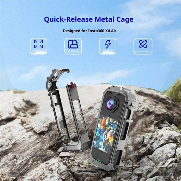 For Insta360 X4 Air Camera Metal Cage Quick Release Magnetic Protective Frame - 2
