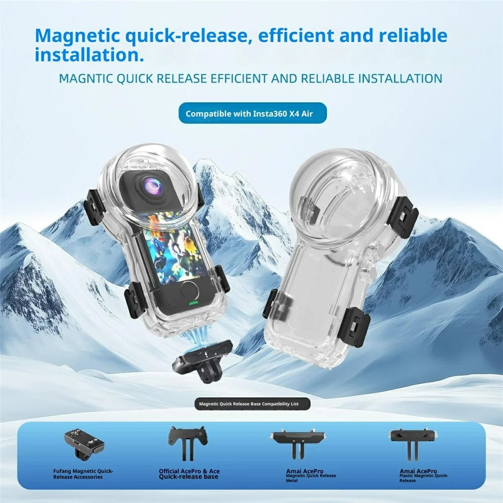 For Insta360 X4 Air Camera Invisible Diving Case 50m Waterproof Shell for Magnetic Quick Release Base - 3