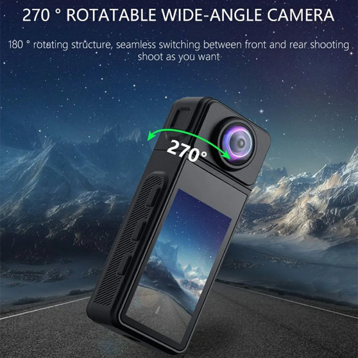 4K Magnetic Thumb Action Camera WiFi Pocket Camera with 270° Rotatable Wide-Angle Len for Outdoor Cycling - Black - 4