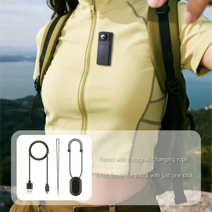 4K Magnetic Thumb Action Camera WiFi Pocket Camera with 270° Rotatable Wide-Angle Len for Outdoor Cycling - Black - 6