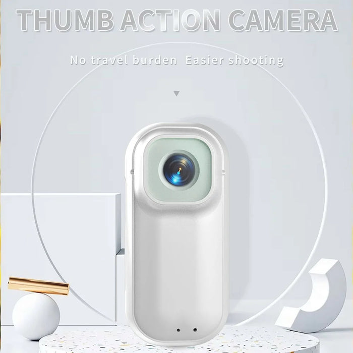 A300 1080P Thumb Action Camera with 4K Pixel Sensor WiFi Connectivity Magnetic Back Clip Mini Camera - White - 4