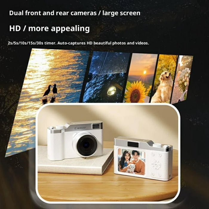Z005 CCD Digital Camera 50MP HD Dual Lens Selfie Camera 8X Digital Zoom AF Auto Focus Built-in LED Flash - White - 3