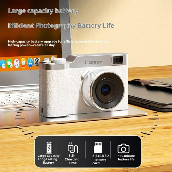 Z005 CCD Digital Camera 50MP HD Dual Lens Selfie Camera 8X Digital Zoom AF Auto Focus Built-in LED Flash - White - 4