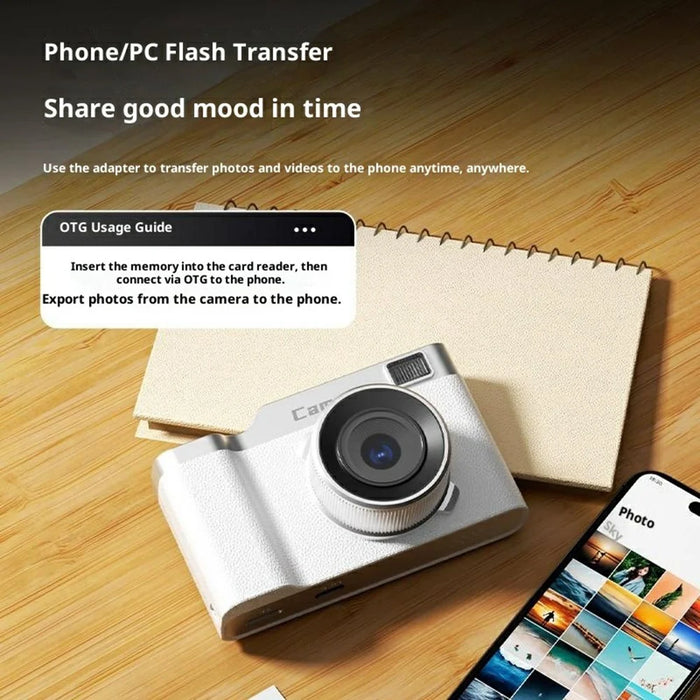 Z005 CCD Digital Camera 50MP HD Dual Lens Selfie Camera 8X Digital Zoom AF Auto Focus Built-in LED Flash - White - 5