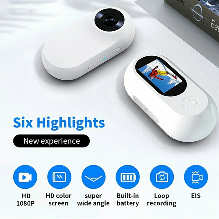 A100 0.96 Inch Screen Thumb Camera 1080P HD Recording Outdoor Sports Pocket Camera with Back Clip - White - 4