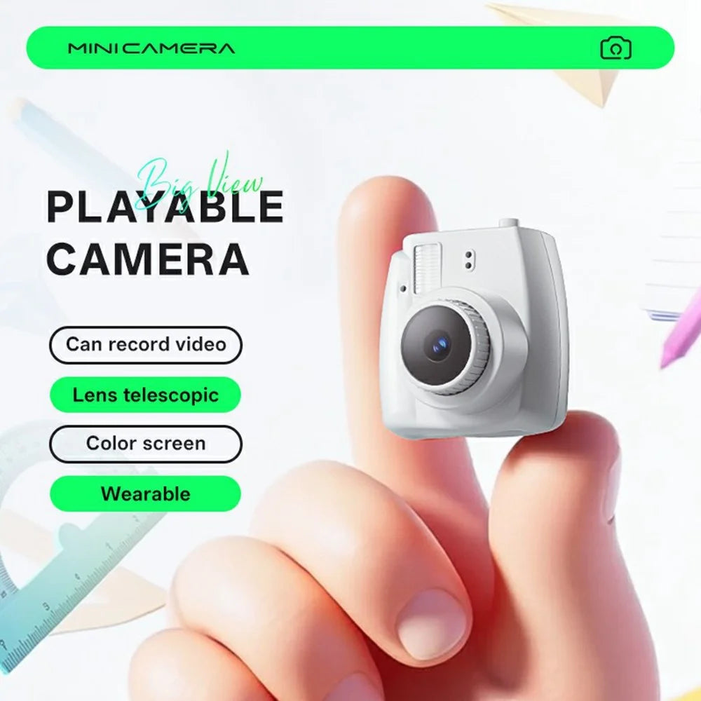 S153 Mini Camera Telescopic Lens 0.96 Inch IPS Screen CCD Retro Digital Camera with Keychain and Metal Lanyard - White - 2