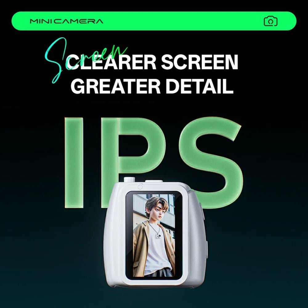 S153 Mini Camera Telescopic Lens 0.96 Inch IPS Screen CCD Retro Digital Camera with Keychain and Metal Lanyard - White - 4