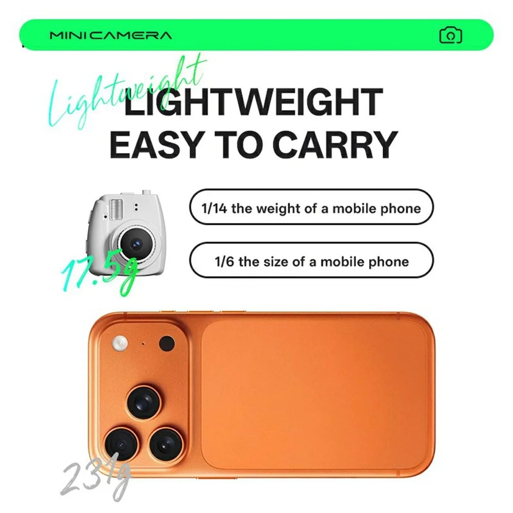 S153 Mini Camera Telescopic Lens 0.96 Inch IPS Screen CCD Retro Digital Camera with Keychain and Metal Lanyard - White - 5