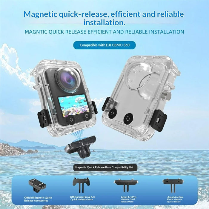 For DJI Osmo 360 Panoramic Action Camera Waterproof Case 60m Underwater Protection Shell Compatible with Magnetic Quick-Release Base - 4