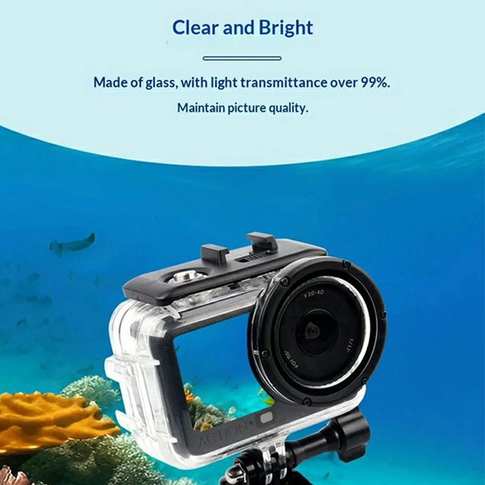 For DJI Osmo Action 6 Waterproof Case 60m Diving Action Camera Protective Shell with HD Tempered Glass Lens - 4
