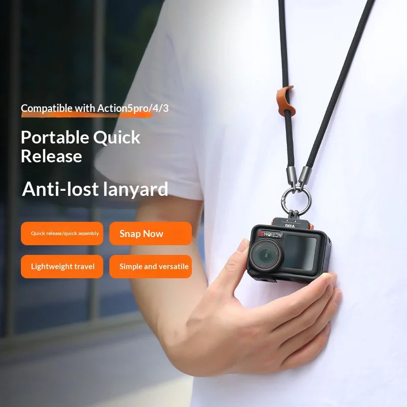 VRIG AC-54 90cm Braided Neck Strap for DJI Action/Insta360 Ace/GoPro Action Camera Anti-Loss Quick Release Lanyard - 2