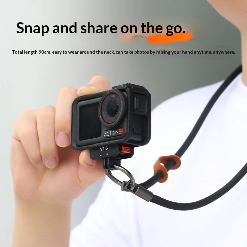 VRIG AC-54 90cm Braided Neck Strap for DJI Action/Insta360 Ace/GoPro Action Camera Anti-Loss Quick Release Lanyard - 4