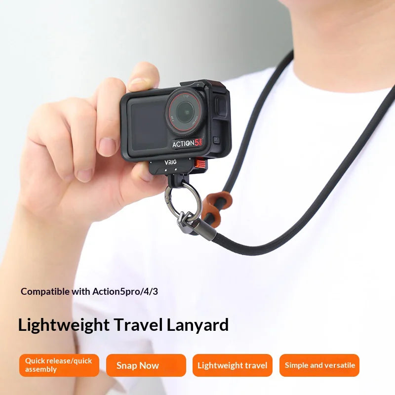 VRIG AC-54 90cm Braided Neck Strap for DJI Action/Insta360 Ace/GoPro Action Camera Anti-Loss Quick Release Lanyard - 5