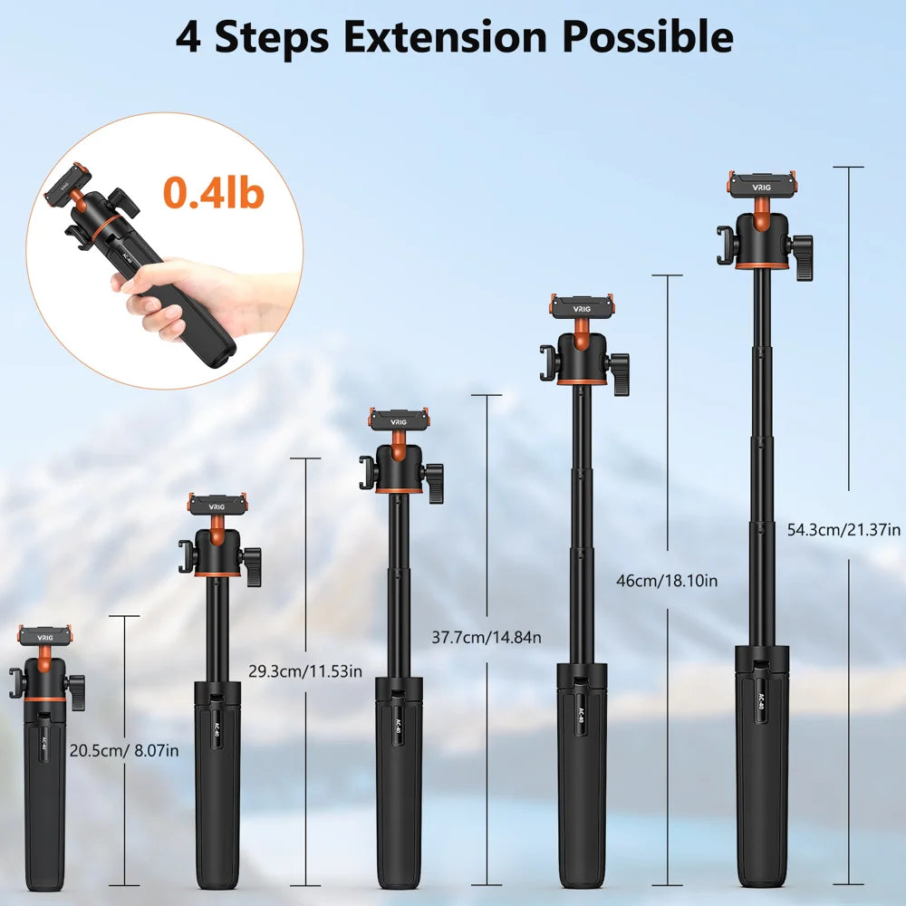 VRIG AC-40 Magnetic Quick Release Selfie Stick for DJI Osmo Action 5 Pro/4/3 Camera 4-Section Extendable Tripod - 6
