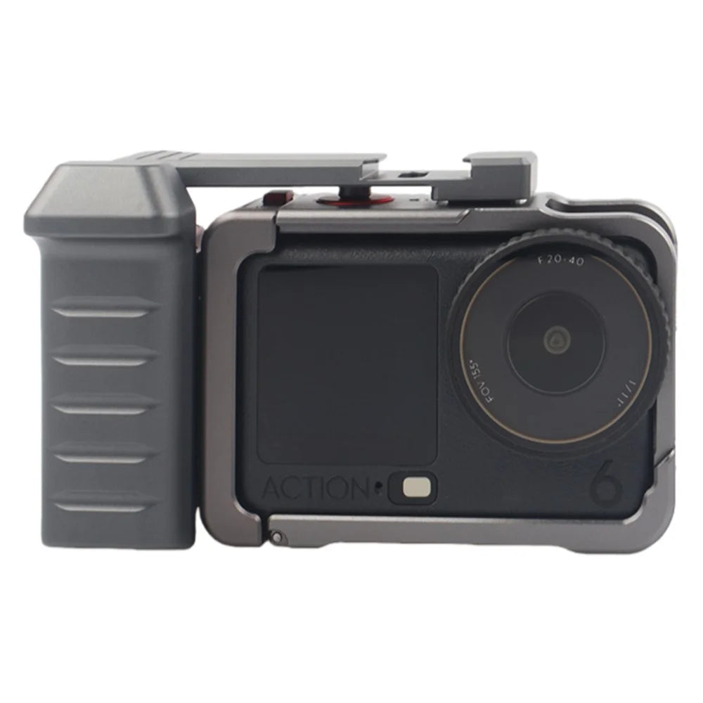 For DJI Osmo Action 6 Metal Camera Cage Set with Handle Grip / Cold Shoe Mount Action Camera Protective Case - 1
