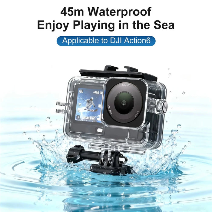 For DJI Osmo Action 6 Camera Underwater Diving Housing 45m Waterproof Case with Filter - Waterproof Case+Pink Filter - 5