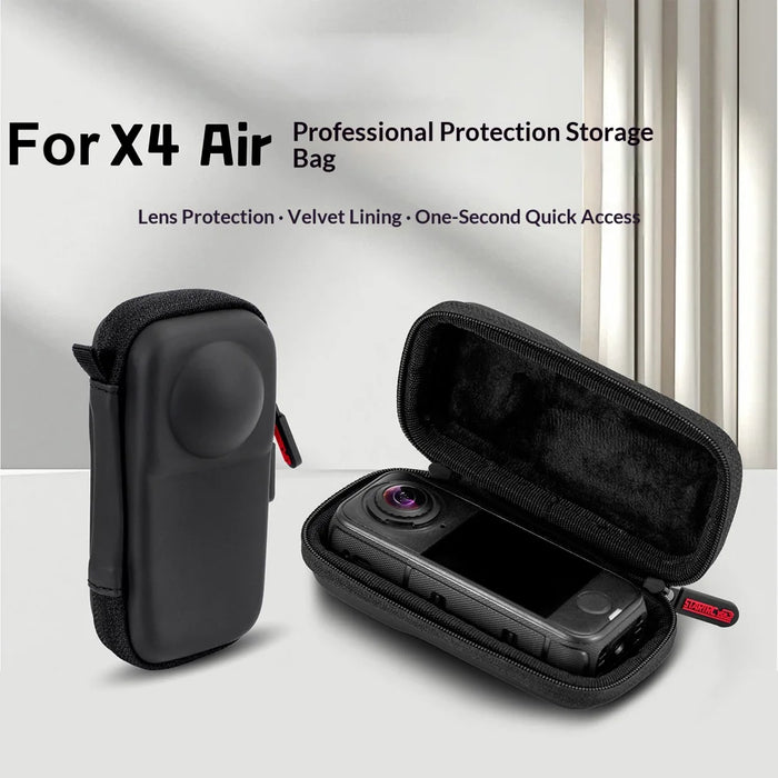 For Insta360 X4 Air Hard Shell Carrying Case PU Leather Panoramic Camera Portable Storage Bag - Black - 3