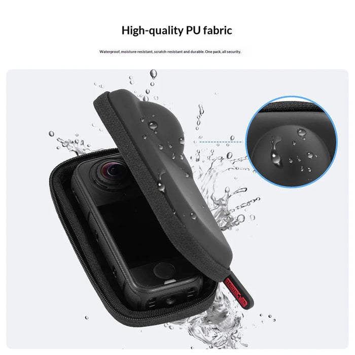 For Insta360 X4 Air Hard Shell Carrying Case PU Leather Panoramic Camera Portable Storage Bag - Black - 4