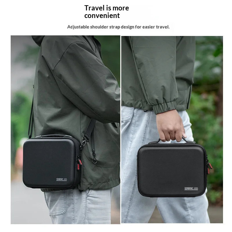 STARTRC For DJI Osmo Action 6 Camera Carrying Case PU Leather Handheld Crossbody Storage Bag - Black - 4