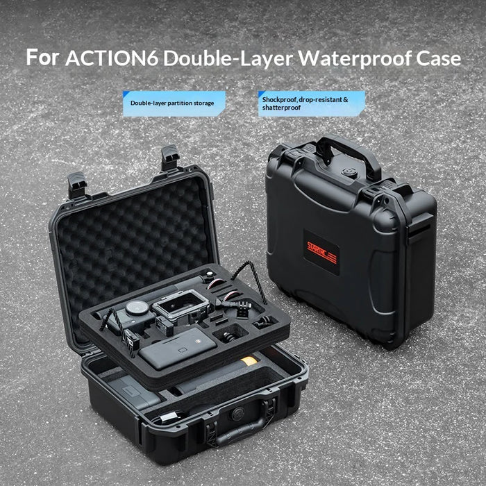 STARTRC For DJI Osmo Action 6 Shockproof Camera Case Double Layer Waterproof Storage Box - Dark Grey - 2