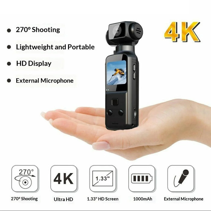 K1 4K HD Sports Action Camera 270 Degree Shooting Camcorder with Lavalier Microphone - 2
