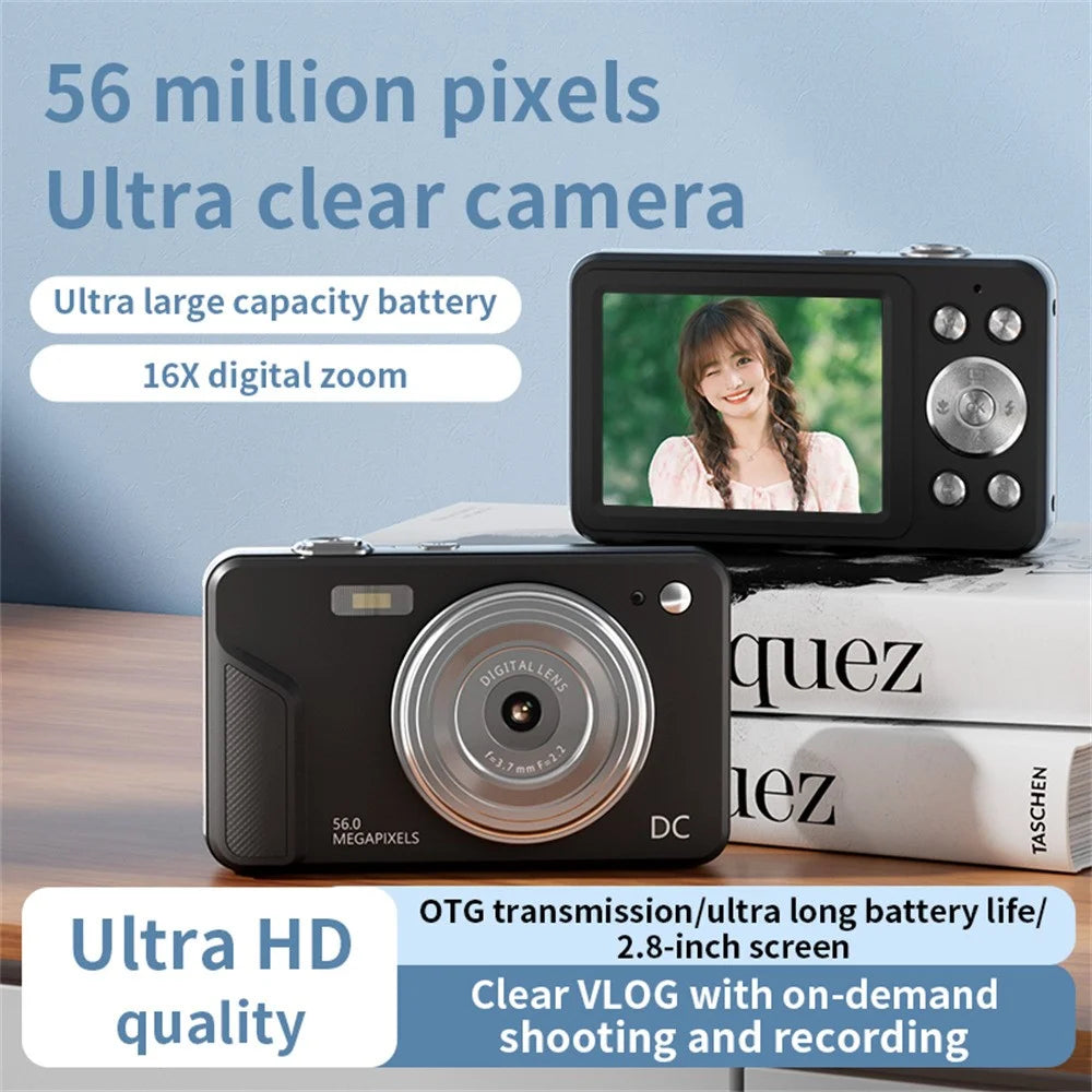 C16 Digital Camera 2.8 inch HD Screen Mini Camera with 16X Zoom  /  1080P Video for Student (No TF Card) - Black - 5