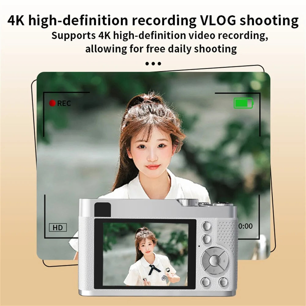 68MP 4K HD Digital Camera 16X Optical Zoom 2.8 Inch IPS Screen AF Auto Focus Camera No Memory Card - Coffee - 4