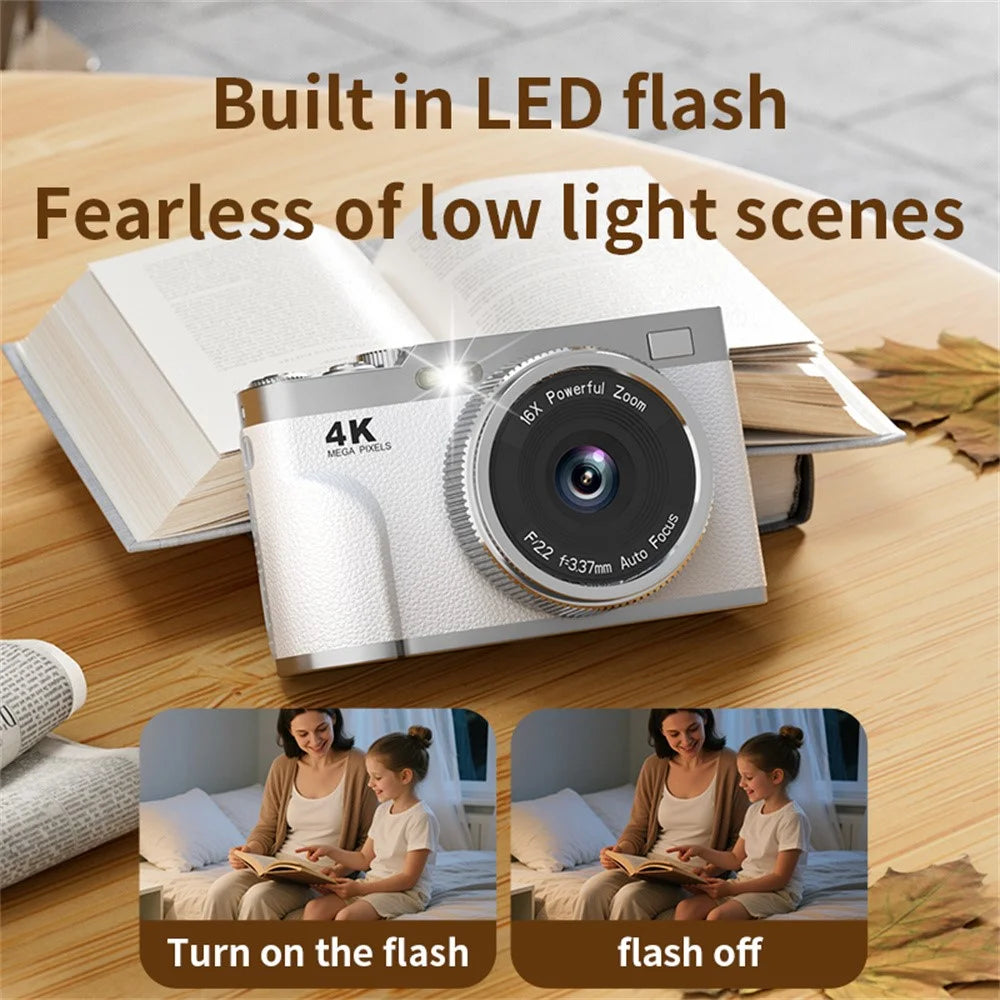 68MP 4K HD Digital Camera 16X Optical Zoom 2.8 Inch IPS Screen AF Auto Focus Camera No Memory Card - Coffee - 6