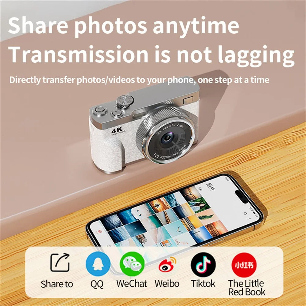 68MP 4K HD Digital Camera 16X Optical Zoom 2.8 Inch IPS Screen AF Auto Focus Camera No Memory Card - Coffee - 7