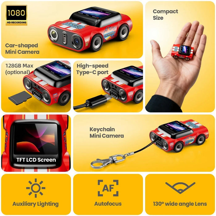 G5 AUTO Mini Thumb Camera 1080P HD Recording Student Wearable Keychain Car-Shaped Camera No Memory Card - Red - 3