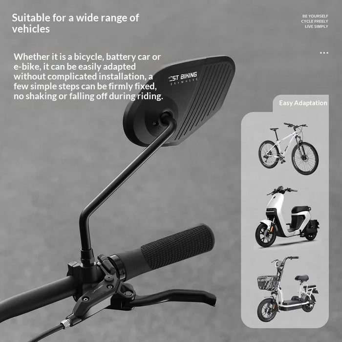 WEST BIKING YP0720052 1Pc Bicycle Rearview Mirror 360 Degree Rotation Anti Shake HD Wide View Cycling Mirror - Black/Left - 3