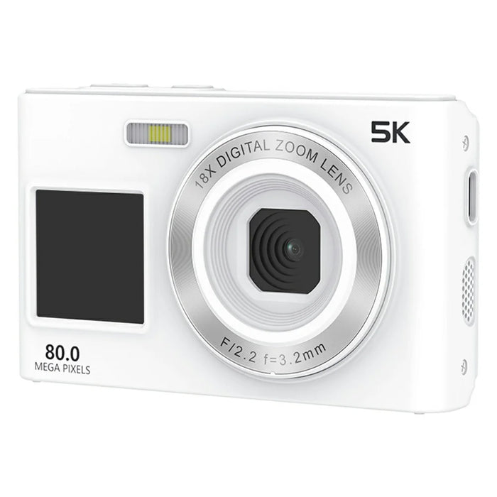 C6S 5K Video Recorder 18X Digital Zoom Dual Screen Digital Camera with LED Fill Light (without TF Card) - White - 1