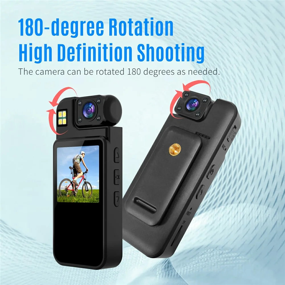 M12 Portable Body Camera with Back Clip Night Vision 4K Video Recorder for Outdoor Cycling (without TF Card) - Black - 4