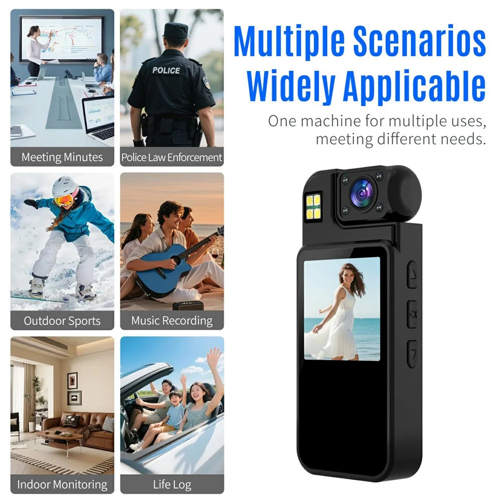 M12 Portable Body Camera with Back Clip Night Vision 4K Video Recorder for Outdoor Cycling (without TF Card) - Black - 7