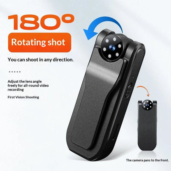 M23 4K Ultra HD Clip-on Mini Body Camera 180 Degree Rotating Lens Night Vision WiFi Video Recorder (without TF Card) - Black - 2
