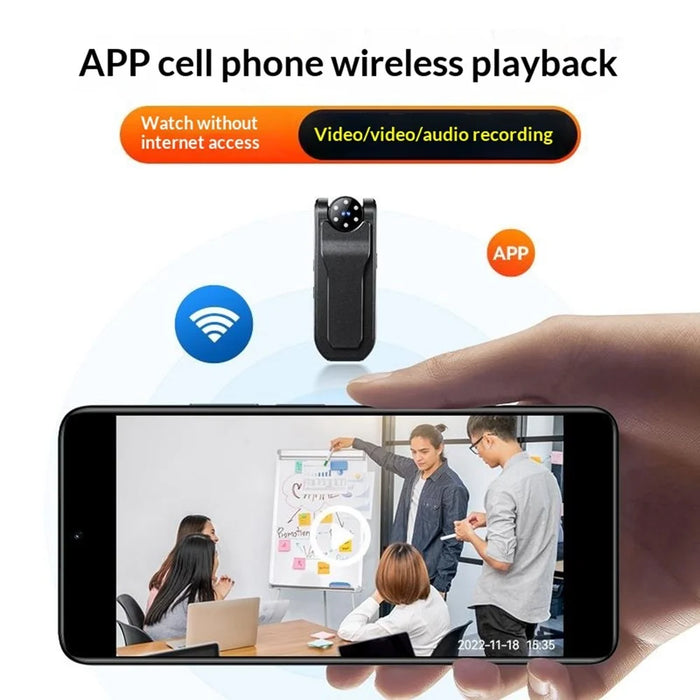 M23 4K Ultra HD Clip-on Mini Body Camera 180 Degree Rotating Lens Night Vision WiFi Video Recorder (without TF Card) - Black - 3