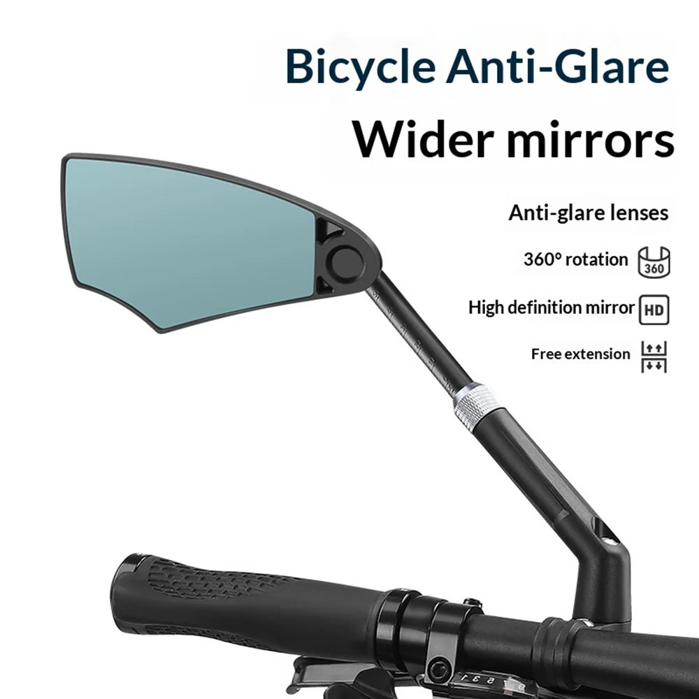 WEST BIKING 1Pc Bike Rear View Mirror with PA Nylon Bracket 360 Degree Rotation Anti Glare Adjustable Bicycle Rearview Mirror - Left - 2