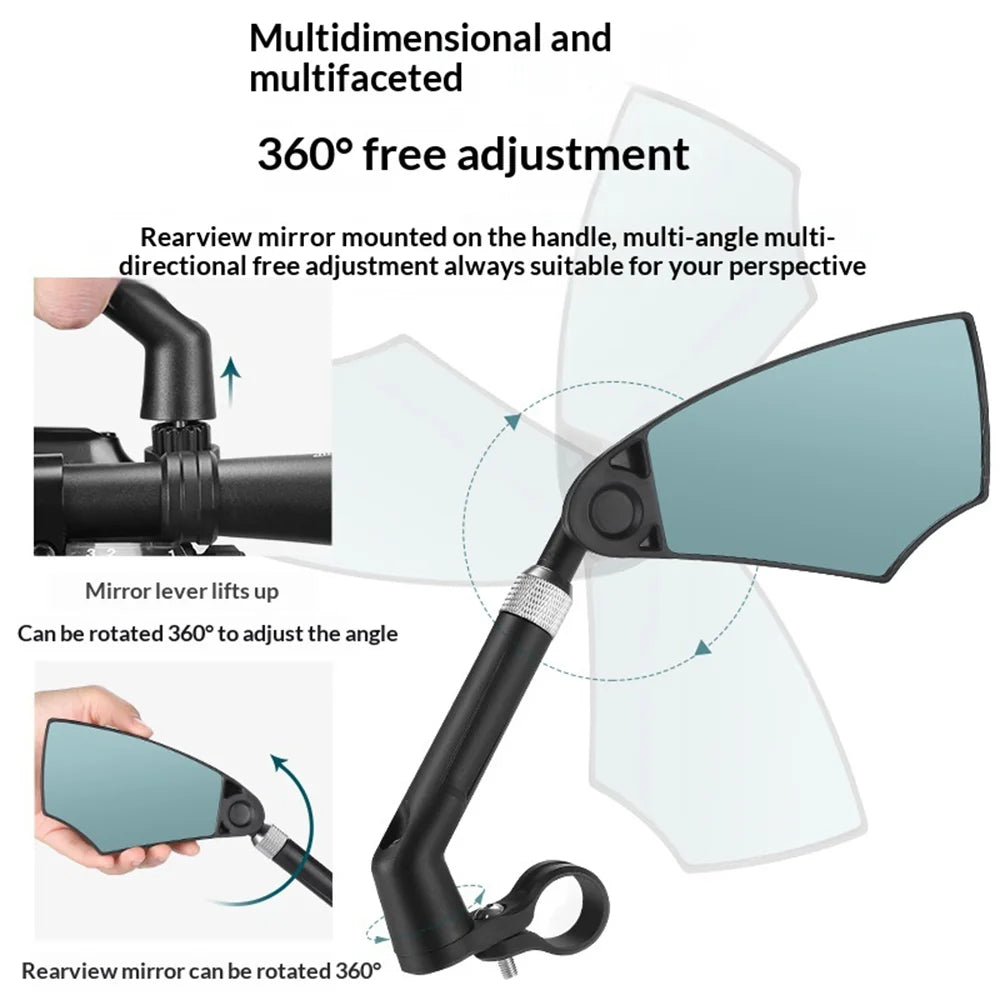 WEST BIKING 1Pc Bike Rear View Mirror with PA Nylon Bracket 360 Degree Rotation Anti Glare Adjustable Bicycle Rearview Mirror - Left - 4